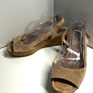 MRKT Women's‎ Tan Suede Slingback Cork Platform Sandals in Size 11